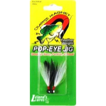 Leland Pop Eye Jig 1-32 2ct Black-White-Black-Crappie Baits-Pop Eye Jigs-Bass Fishing Hub