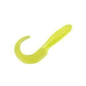 Action Bait 4" Curly Grubs 12pk Pearl Chartreuse-Soft Baits-Action Baits-Bass Fishing Hub