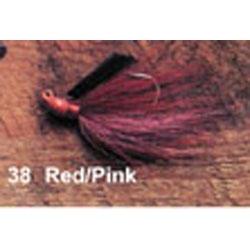 Arkie 1-4 Bucktail 6-cd Red w-Pink-Jigs-Arkie Baits-Bass Fishing Hub