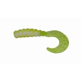 Big Bite Baits Fat Grub 2 10ct Pearl/Chartreuse