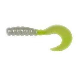 Big Bite Baits Fat Grub 2 10ct Pearl/Chartreuse