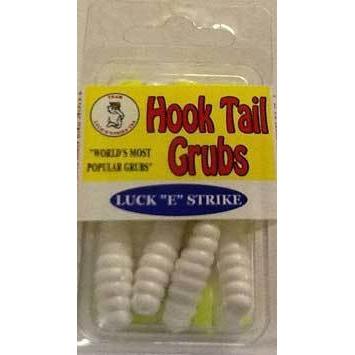 Luckie Strike Curl Tail Grub 3" 10ct White-Chartreuse Glitter-Soft Baits-Luck"E" Strike Baits-Bass Fishing Hub